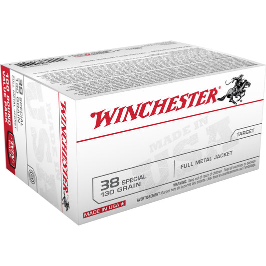 Winchester Ammunition USA White Box 38 Special Full Metal Jacket 130 Grain * 100 Rounds per Box, 500 per Case
