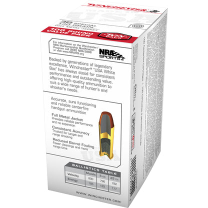 Winchester Ammunition USA White Box 38 Special Full Metal Jacket 130 Grain * 100 Rounds per Box, 500 per Case