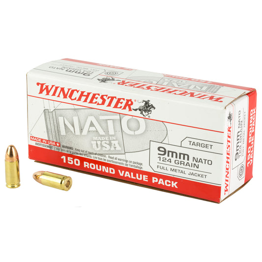 Winchester Ammunition USA 9mm NATO 124-Grain Full Metal Jacket Ammo * Pack of 150 Rounds