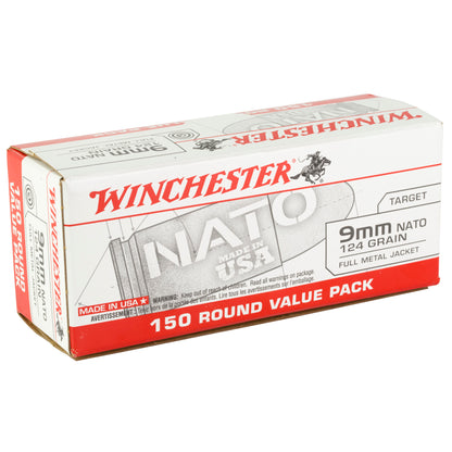 Winchester Ammunition USA 9mm NATO 124-Grain Full Metal Jacket Ammo * Pack of 150 Rounds