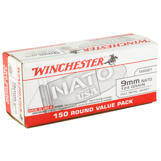 Winchester Ammunition USA 9mm NATO 124-Grain Full Metal Jacket Ammo * Pack of 150 Rounds