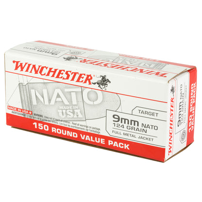 Winchester Ammunition USA 9mm NATO 124-Grain Full Metal Jacket Ammo * Pack of 150 Rounds