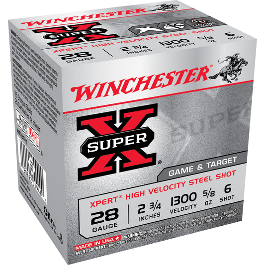 Winchester Ammunition XPERT STEEL 28 Gauge 2.75-Inch #6 Steel Shot - 5/8 oz, Box of 25