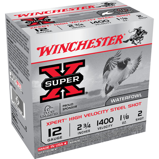 Winchester Ammunition XPERT STEEL 12 Gauge #2 Steel Shot - 1 1/8 oz, 25 Rounds