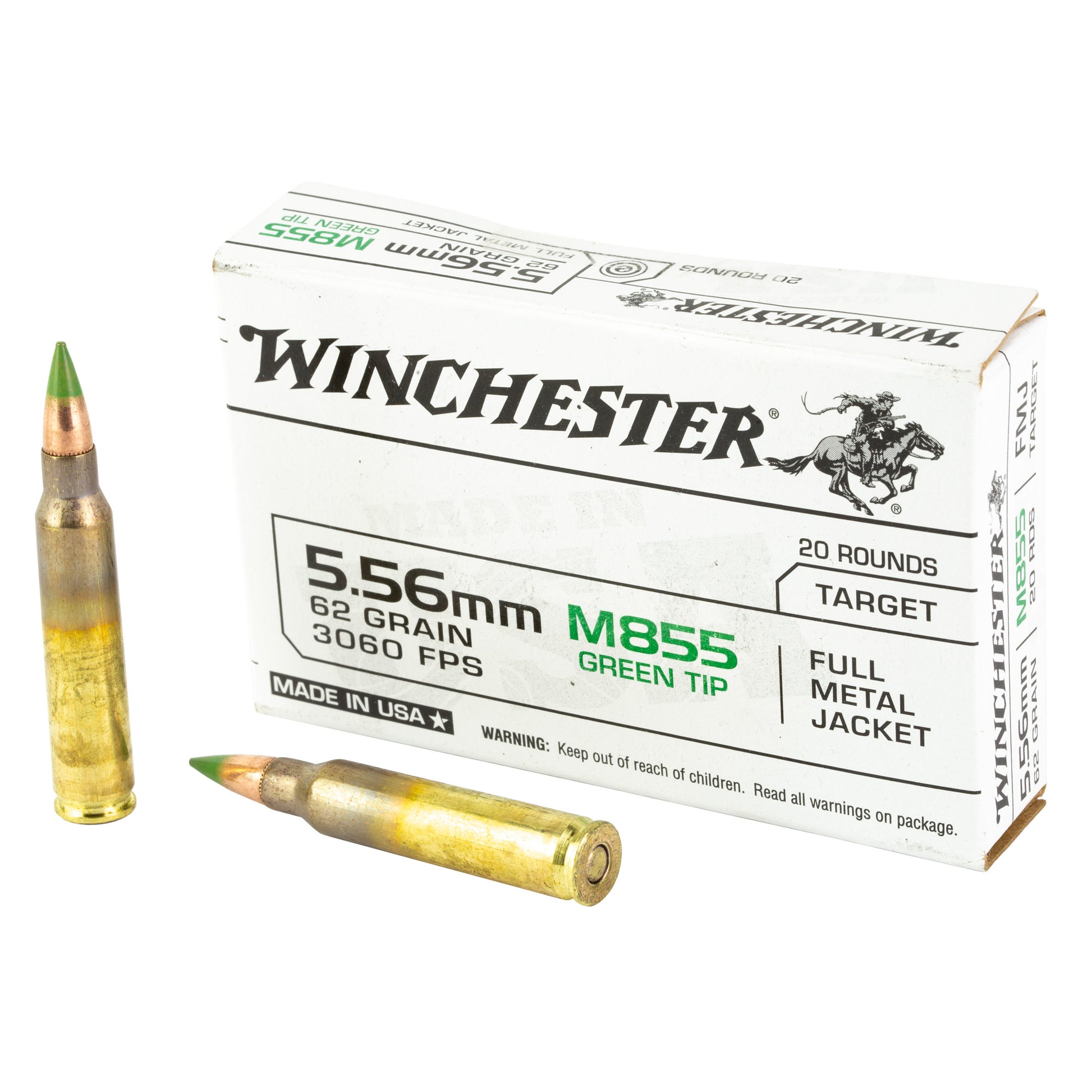 Winchester Ammunition M855 62 Grain Full Metal Jacket 5.56 NATO, 20 Rounds