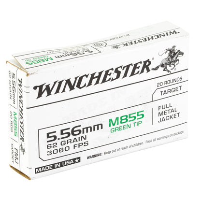 Winchester Ammunition M855 62 Grain Full Metal Jacket 5.56 NATO, 20 Rounds
