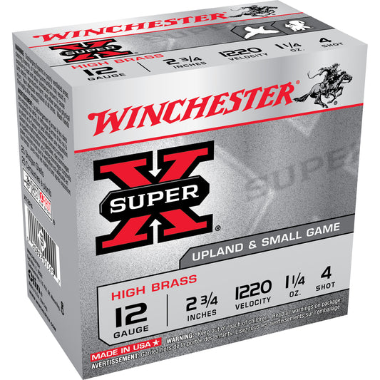 Winchester Ammunition Super-X 12 Gauge #4 Shot, 1 1/4 oz Lead Shells - 25 Rounds per Box