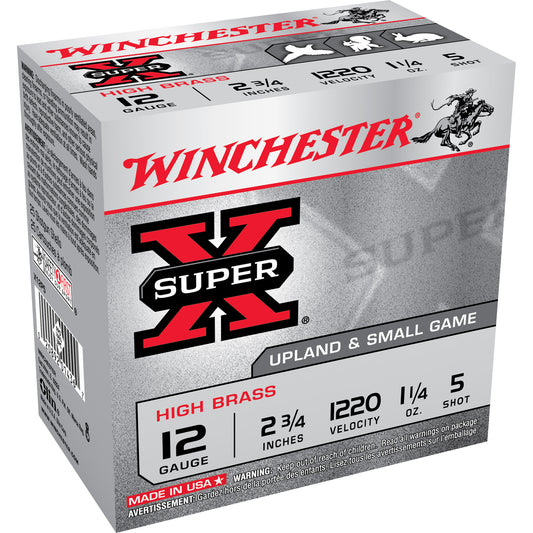 Winchester Ammunition Super-X 12 Gauge 2-3/4-Inch #5 Lead Shot - 1 1/4 Ounce, 25 Rounds Per Box