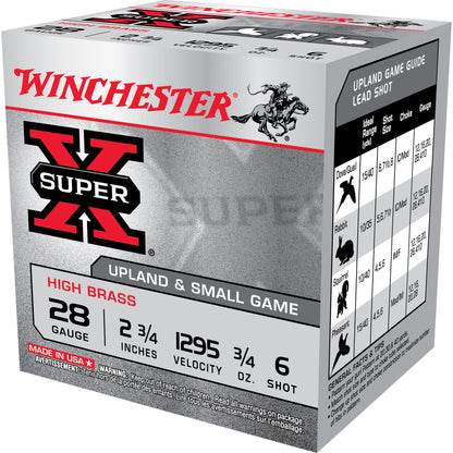 Winchester Ammunition Super-X 28 Gauge 2.75-Inch #6 Lead Shotshells * 3/4 oz, 25 Rounds per Box