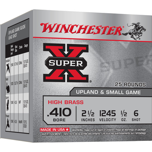 Winchester Ammunition Super-X 410 Gauge 2.5-inch Shotshells, #6 Shot, 1/2 oz, 25 Rounds per Box