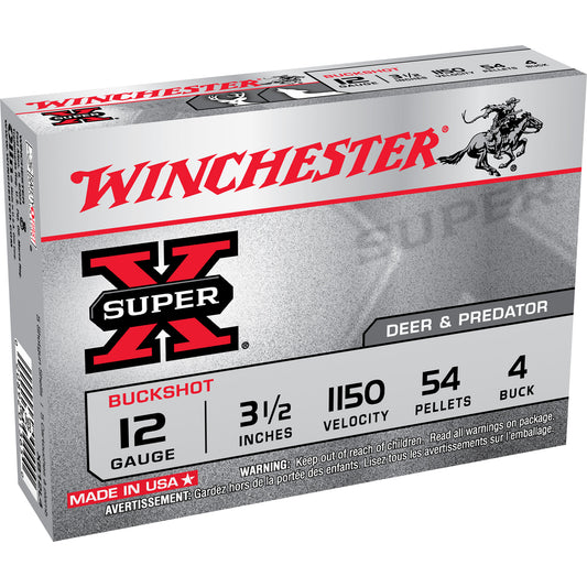 Winchester Ammunition Super-X 12 Gauge 3.5-Inch 4 Buckshot * Reliable Buckshot for Hunting and Shooting