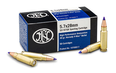FN America SS197SR 5.7x28mm V-Max Ammunition, 40 Grain, 50 Rounds per Box