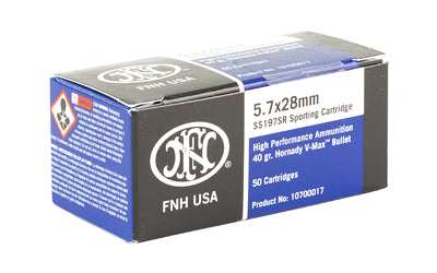 FN America SS197SR 5.7x28mm V-Max Ammunition, 40 Grain, 50 Rounds per Box
