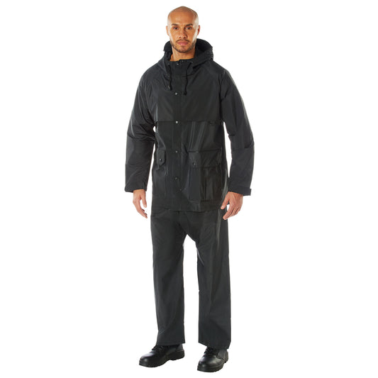 Rothco 2 Piece Microlite PVC Rainsuit Black Size L