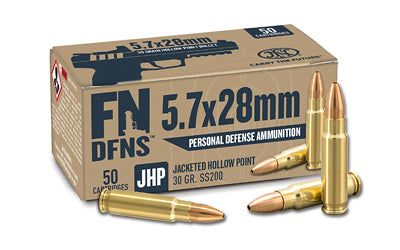 FN America FN DFNS SS200 5.7x28mm 30-Grain Personal Defense Hollow Point Ammunition - 50 Rounds per Box
