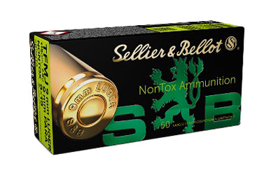 Sellier & Bellot 9mm 115 Grain Full Metal Jacket Pistol Ammunition * Non-Toxic, 50 Rounds per Box