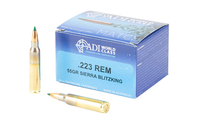 ADI World Class Ammunition 223 Remington 55 Grain Sierra BlitzKing Match Boat Tail Cartridge - 20 Rounds