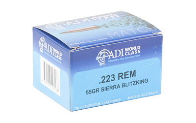 ADI World Class Ammunition 223 Remington 55 Grain Sierra BlitzKing Match Boat Tail Cartridge - 20 Rounds