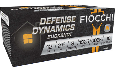 Fiocchi Defense Dynamics 12 Gauge 2-3/4" 00 Buckshot - 8 Pellets, 10 Rounds Per Box