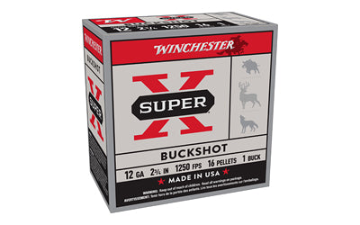Winchester Ammunition Super-X 12 Gauge 2.75-Inch Buckshot, 1 Buckshot per Shell, 25 Rounds per Box