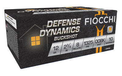 Fiocchi Defense Dynamics 12 Gauge 2-3/4" 00 Buckshot - 8 Pellets, 10 Rounds Per Box