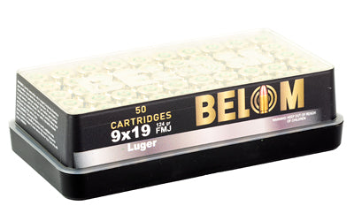 Belom 9mm 124 Grain Full Metal Jacket Brass Ammunition * Pack of 50 Rounds