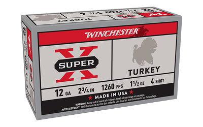 Winchester Ammunition Super-X 12 Gauge Turkey Shotshells - 1.5 oz #4 Shot, 2.75 Inch Length, 10 Rounds per Box