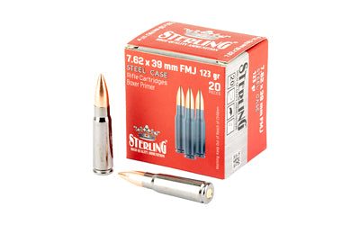 Sterling Steel Case Select 7.62x39mm 123 Grain Full Metal Jacket Ammo - 20 Round Box