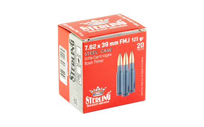 Sterling Steel Case Select 7.62x39mm 123 Grain Full Metal Jacket Ammo - 20 Round Box