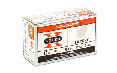 Winchester Ammunition Super-X 12 Gauge Turkey Shotshells - 1.5 oz #4 Shot, 2.75 Inch Length, 10 Rounds per Box