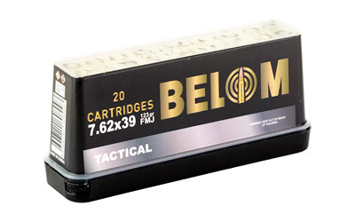 Belom 7.62x39mm Brass Ammunition 123 Grain FMJ * Tactical Series, 20 Rounds Box