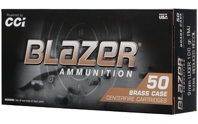 CCI Ammunition Blazer Brass 9mm Luger 100-Grain FMJ * Reloadable Brass Casings for Target Shooting