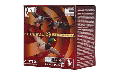 Federal Premium Ultra Steel 12 Gauge 3-Inch Shotgun Shells - 1 1/4 Oz Steel Shot, BB and #2, 25 Rounds per Box