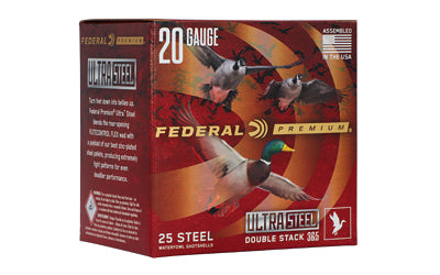 Federal Premium Ultra Steel 20 Gauge Shotshells * 1 oz Steel Shot, #3 & #5, 25 Rounds per Box