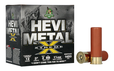 HEVI-Shot Hevi-Metal Xtreme 12 Gauge Tungsten/Steel Shot, 3 Inch, #2 and BB Grain * 25 Rounds per Box