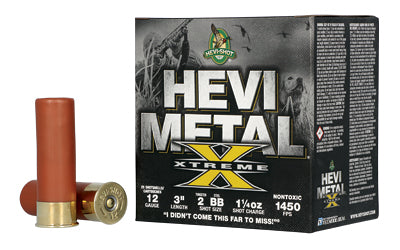HEVI-Shot Hevi-Metal Xtreme 12 Gauge Tungsten/Steel Shot, 3 Inch, #2 and BB Grain * 25 Rounds per Box