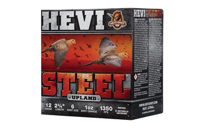 HEVI-Shot Hevi-Steel Upland 12 Gauge Steel Shot Ammunition, 2.75 Inch, 6 Shot, Box of 25