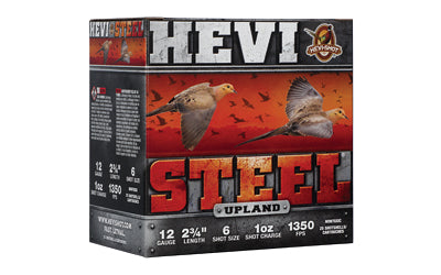 HEVI-Shot Hevi-Steel Upland 12 Gauge Steel Shot Ammunition, 2.75 Inch, 6 Shot, Box of 25