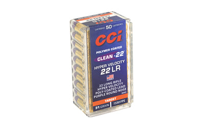 CCI Ammunition Clean-22 Hyper Velocity 22 LR Lead Round Nose - 31 Grain, 1,550 fps, Box of 50