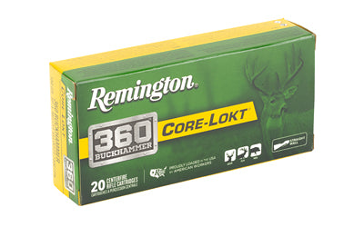 Remington Core Lokt 360 Buckhammer 180 Grain Soft Point Ammo * Flat Trajectory and High Energy Performance