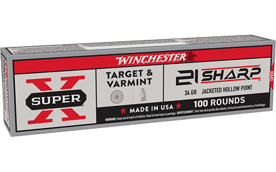 Winchester Ammunition Super-X 21 Sharp Hollow Point Ammo - 34 Grain, 100 Rounds per Box