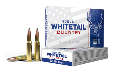 Nosler 308 Winchester Whitetail Country Solid Base Ammunition * 165 Grain, 20 Rounds