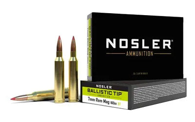 Nosler 7mm Remington Magnum Ballistic Tip Ammunition, 160 Grain, 20 Rounds Per Box