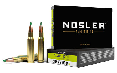 Nosler 308 Winchester 150 Grain Ballistic Tip Ammunition * Reliable Hunting Rounds for Deer and Hog Hunting