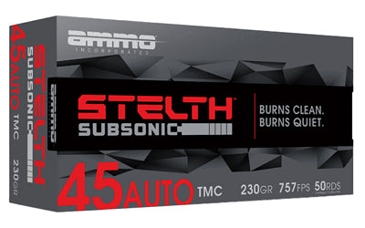 Ammo Inc Stealth Subsonic 45 ACP Ammo * 230 Grain, Total Metal Coating, 50 Rounds per Box