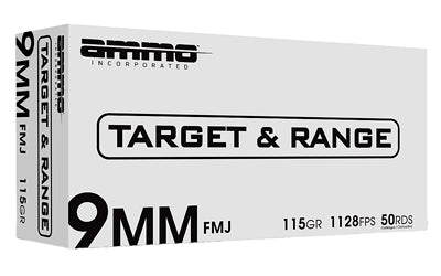 AMMOIN AMMO INC T&R 9mm 115 Grain FMJ - Pack of 50 Rounds