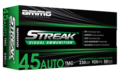 STREAK Ammunition 45 ACP 230-Grain Total Metal Coating Streak Target * Green Tracer Rounds, Pack of 50
