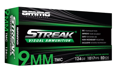 STREAK Ammunition 9mm 124 Grain Total Metal Coating - Streak Target Model, Green Tip