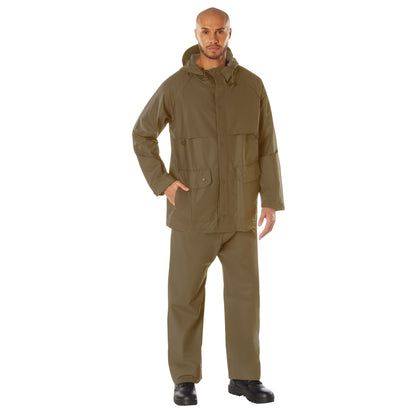 Rothco 2 Piece Microlite PVC Rainsuit Coyote Brown Size M