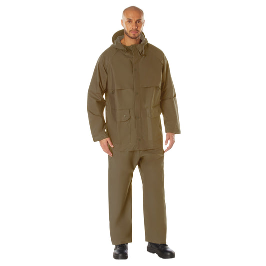 Rothco 2 Piece Microlite PVC Rainsuit Coyote Brown Size 2XL